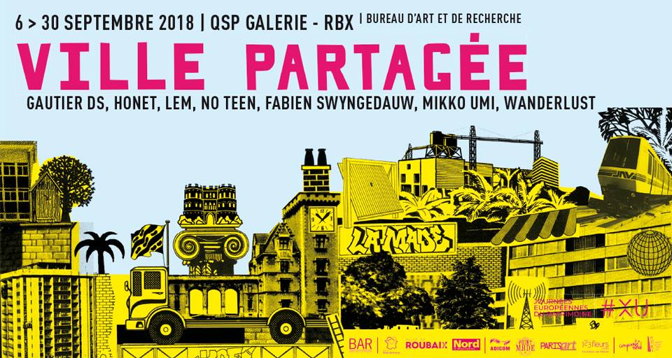 Exposition collective « Ville Partagée » Galerie QSP – Bureau d’Art et de Recherche – Roubaix – 6 au 30 septembre 2018